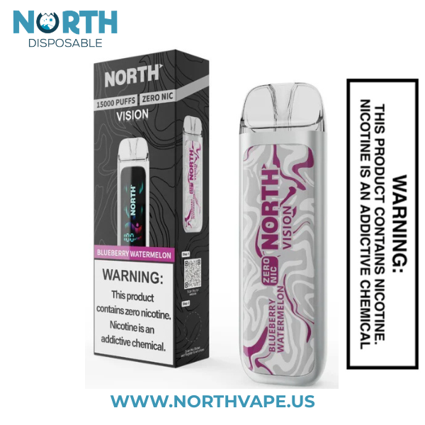 Blueberry Watermelon North Vision Zero Nicotine 15k Disposable Vape