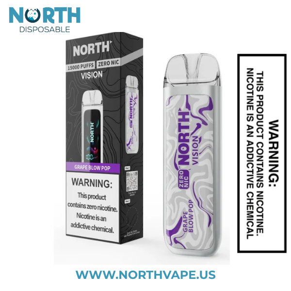 Grape Blow Pop North Vision Zero Nicotine 15k Disposable Vape