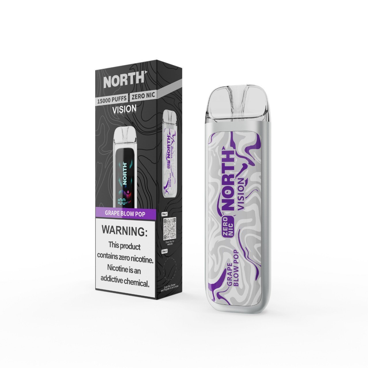 Grape Blow Pop North Vision Zero Nicotine 15k Disposable Vape 1 Grape Blow Pop North Vision Zero Nicotine