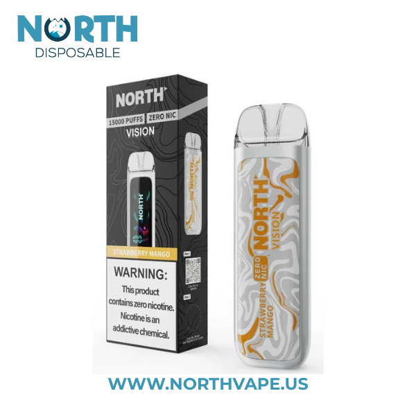 Strawberry Mango North Vision Zero Nicotine 15k Disposable Vape 2 Strawberry Mango North Vision Zero Nicotine 15k Disposable Vape