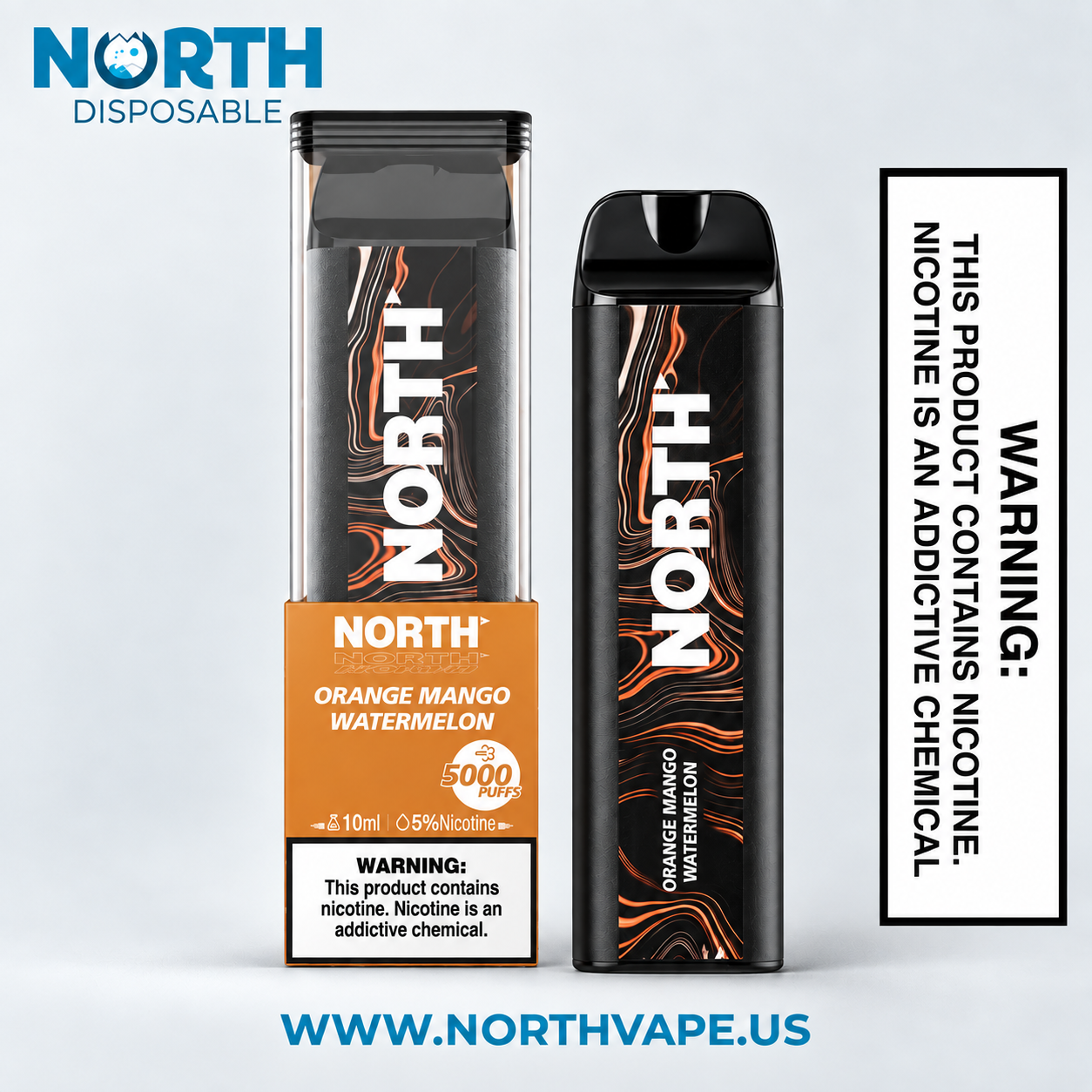 Orange Mango Watermelon North 5000 Puffs Disposable Vape 1 Orange Mango Watermelon North 5000 Puffs Disposable Vape